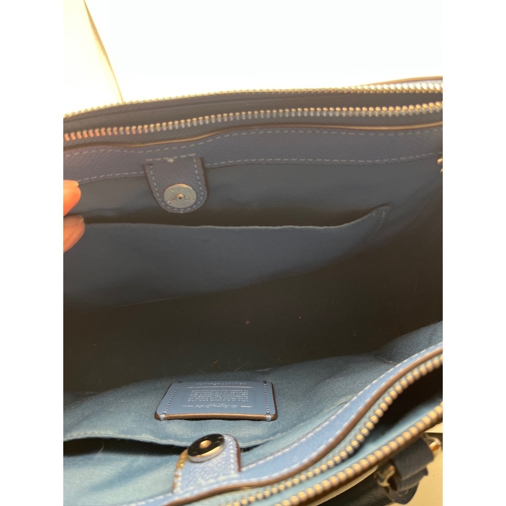 Coach Christie Carryall Blue Crossgrain Leather Satchel Bag F11925 - Picture 4 of 16